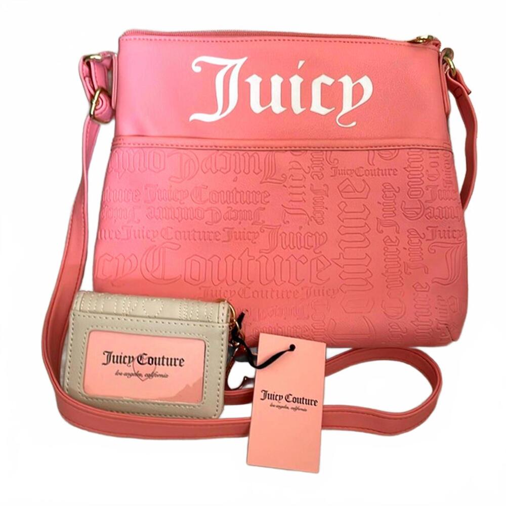 EUC Juicy Couture Pink Crossbody & NWT Card Case Key Fob Bundle - Picture 1 of 6